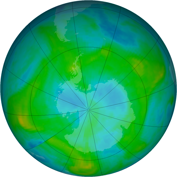 Antarctic ozone map for 09 February 1981